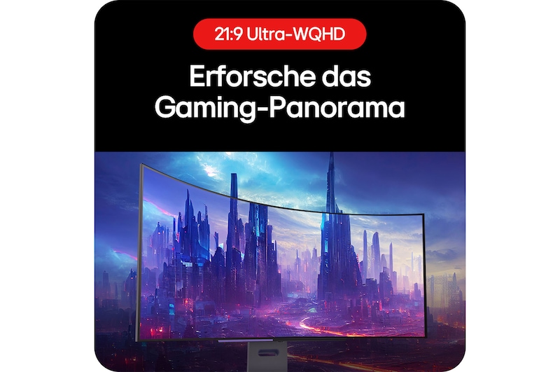 LG UltraGear 45-Zoll Ultra-WQHD Gaming-Monitor mit breitem 21:9-Panoramablick für erweiterte Gaming-Welten.