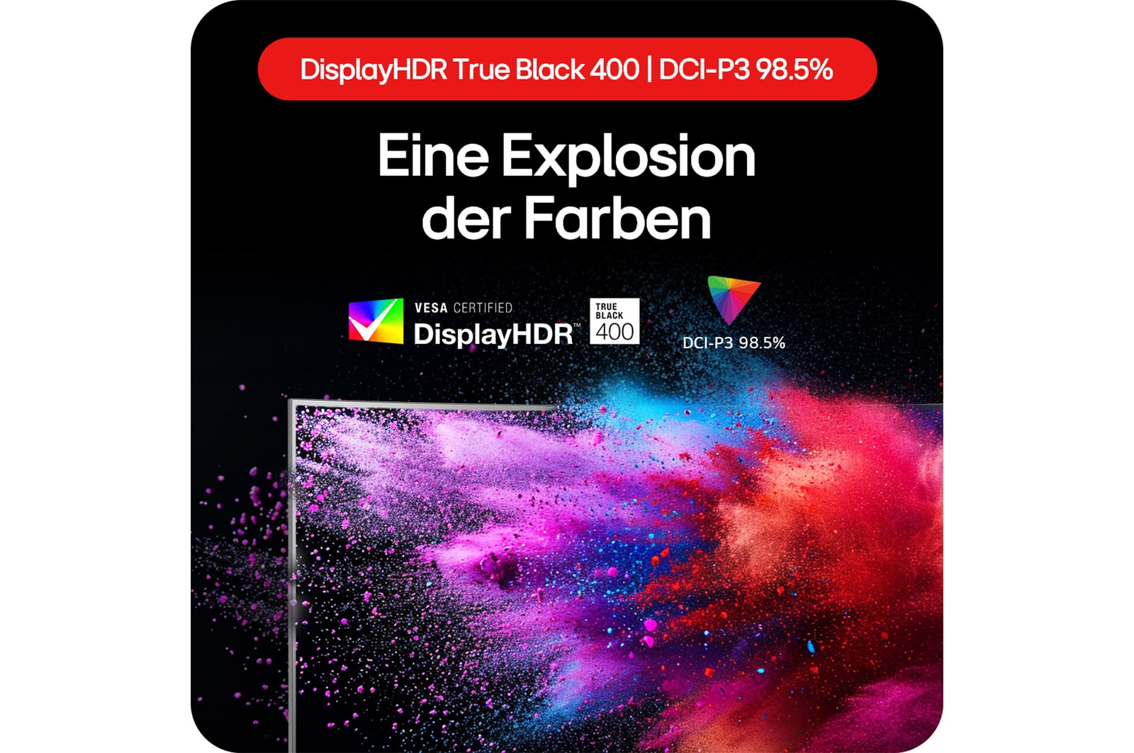 LG UltraGear OLED Gaming-Monitor mit DisplayHDR True Black 400 und 98,5 % DCI-P3 für naturgetreue Farbwiedergabe.