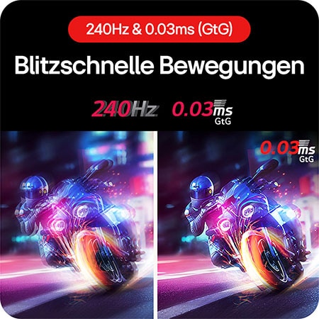 Intuitive 8Ultraschnelle 240Hz Bildwiederholrate und 0,03ms Reaktionszeit für flüssige Gaming-Bewegungen.00R-Krümmung für ein immersives Seherlebnis.