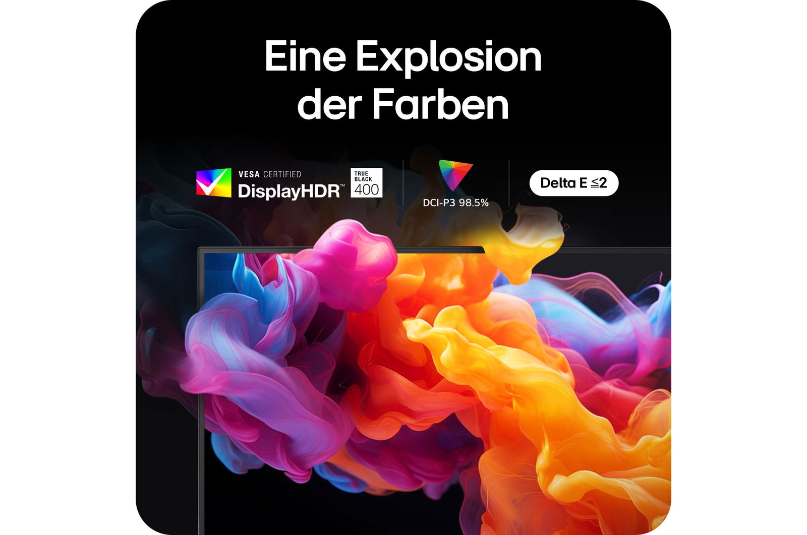 Lebendige Farbwiedergabe auf dem LG UltraGear 27-Zoll OLED Gaming-Monitor mit DisplayHDR 400 und DCI-P3 98,5%.