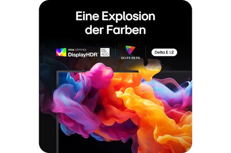 Lebendige Farbwiedergabe auf dem LG UltraGear 27-Zoll OLED Gaming-Monitor mit DisplayHDR 400 und DCI-P3 98,5%.