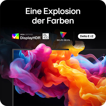 Lebendige Farbwiedergabe auf dem LG UltraGear 27-Zoll OLED Gaming-Monitor mit DisplayHDR 400 und DCI-P3 98,5%.