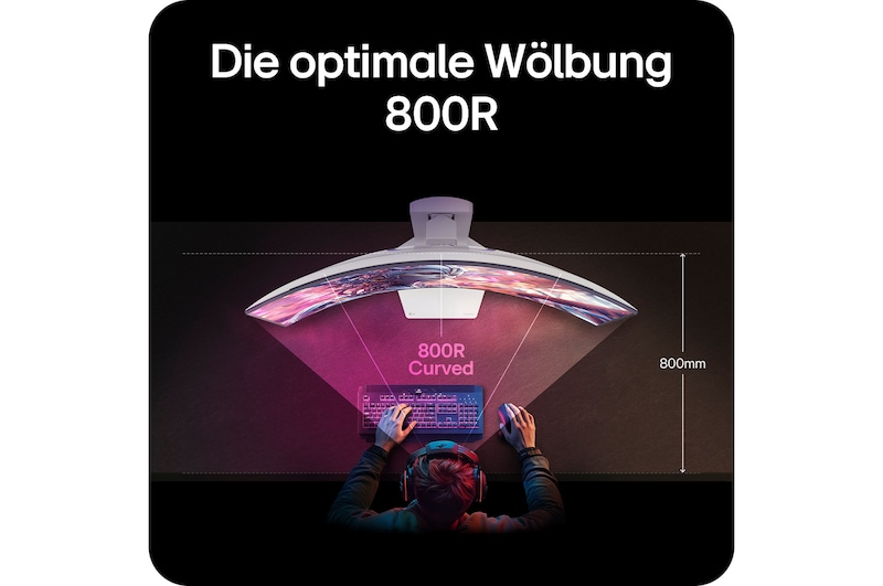 800R Curved Display für ein natürliches Sichtfeld und intensives Spielerlebnis.