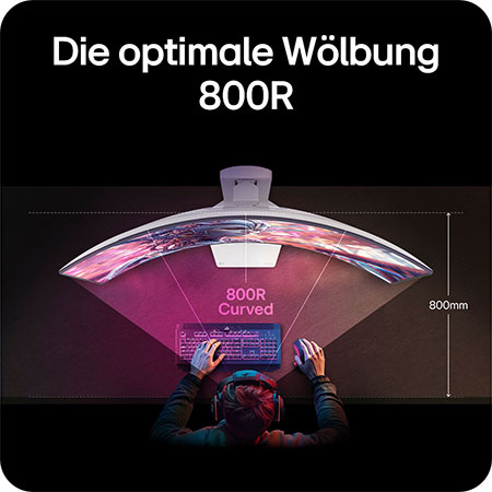 800R Curved Display für ein natürliches Sichtfeld und intensives Spielerlebnis.