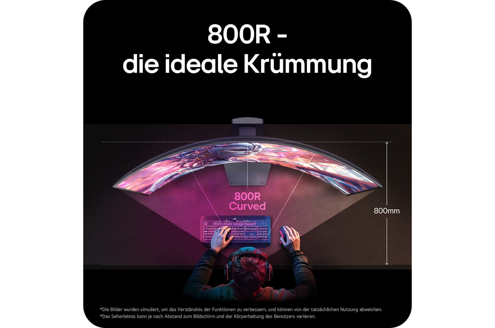 800R Curved Display für ein natürliches Sichtfeld und intensives Spielerlebnis.