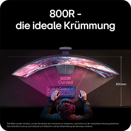 800R Curved Display für ein natürliches Sichtfeld und intensives Spielerlebnis.