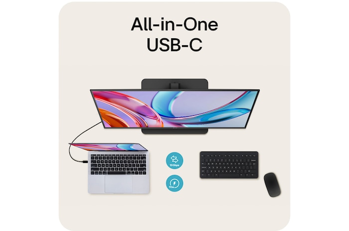 All-in-One USB-C Anschluss am LG UltraFine 32-Zoll UHD 4K Monitor für Strom, Daten und Display.