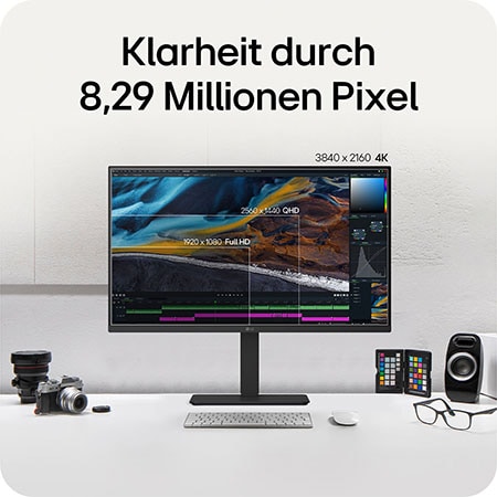 Klarheit mit 8,29 Millionen Pixeln auf dem LG UltraFine 32-Zoll UHD 4K Display für gestochen scharfe Bilder.
