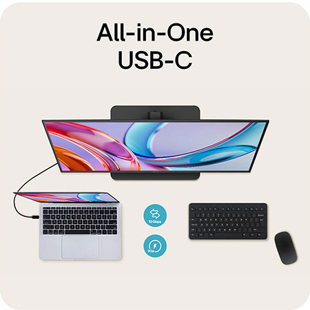 All-in-One USB-C Anschluss am LG UltraFine 32-Zoll UHD 4K Monitor für Strom, Daten und Display.