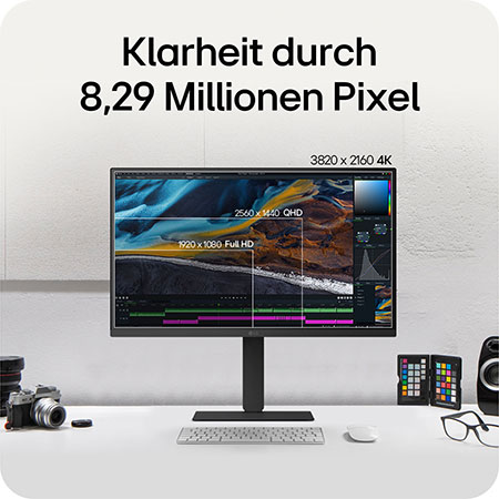 Klarheit mit 8,29 Millionen Pixeln auf dem LG UltraFine 27-Zoll UHD 4K Display für gestochen scharfe Bilder.