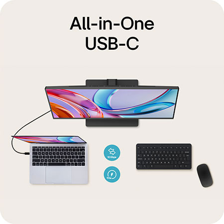 All-in-One USB-C Anschluss am LG UltraFine 27-Zoll UHD 4K Monitor für Strom, Daten und Display.