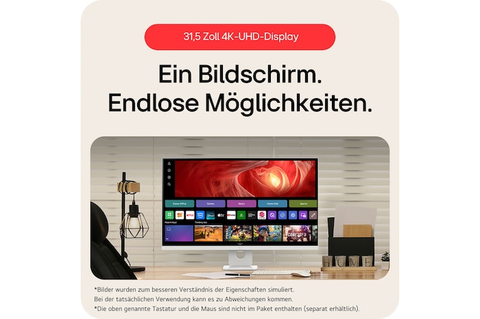32-Zoll 4K UHD Smart Monitor bietet endlose Möglichkeiten mit ultrahochauflösendem Display und integrierter Smart-Plattform für erweiterte Produktivität.