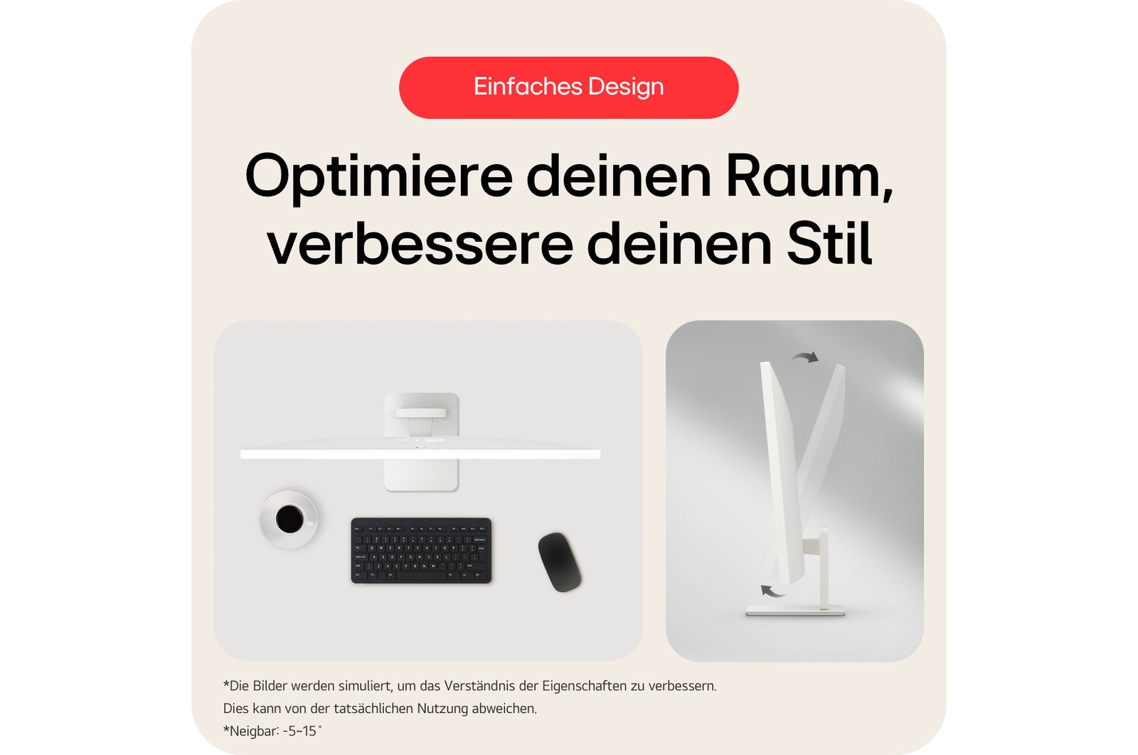 Minimalistisches Smart Monitor-Design optimiert Arbeitsplatz-Ästhetik mit klaren Linien, elegantem weißen Finish und platzsparendem Profil für moderne Büros.