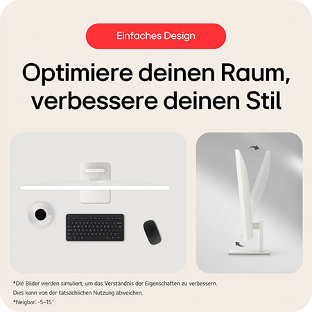 Minimalistisches Smart Monitor-Design optimiert Arbeitsplatz-Ästhetik mit klaren Linien, elegantem weißen Finish und platzsparendem Profil für moderne Büros.
