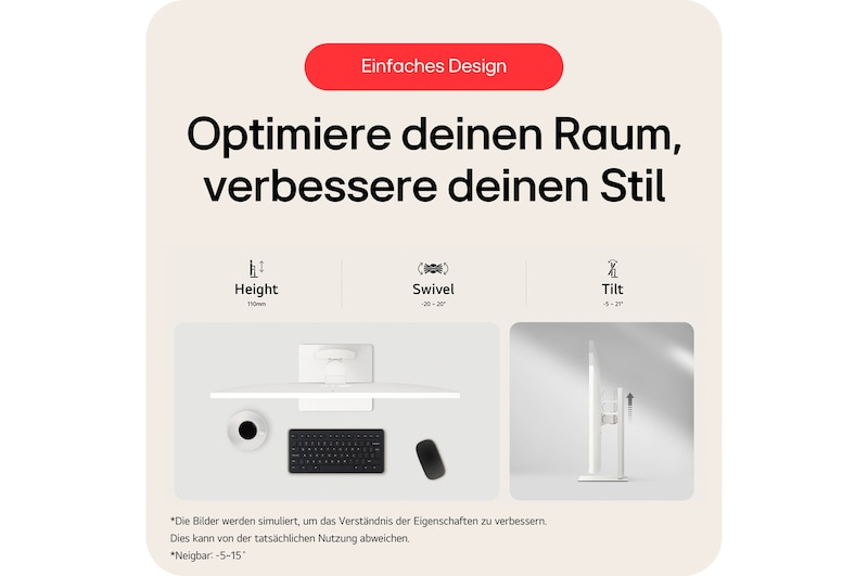 Minimalistisches Smart Monitor-Design optimiert Arbeitsplatz-Ästhetik mit klaren Linien, elegantem weißen Finish und platzsparendem Profil für moderne Büros.