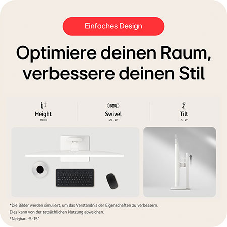 Minimalistisches Smart Monitor-Design optimiert Arbeitsplatz-Ästhetik mit klaren Linien, elegantem weißen Finish und platzsparendem Profil für moderne Büros.