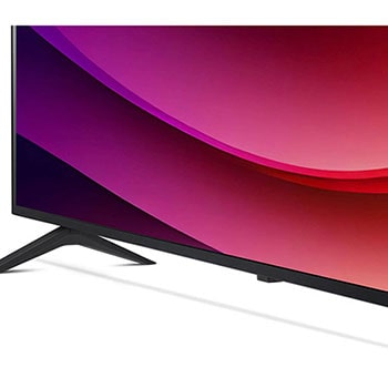 Detailansicht des Standfußes und unteren Bildschirmrahmens des LG NanoCell AI NANO82 4K Smart TV 2024.