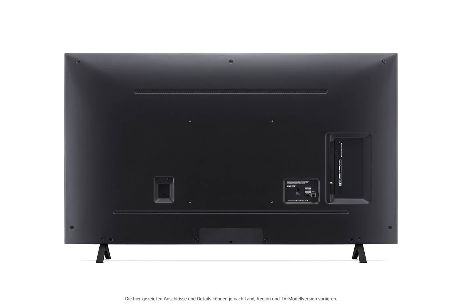 Rückansicht des LG NanoCell AI NANO81 4K Smart TVs mit zentral platzierter Kabelführung und VESA-Montagepunkten.