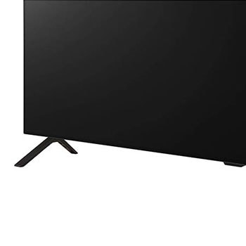 Detailansicht des Standfußes des LG OLED AI B4 4K Smart TV mit schlanken Metallbeinen und strukturierter Oberfläche.