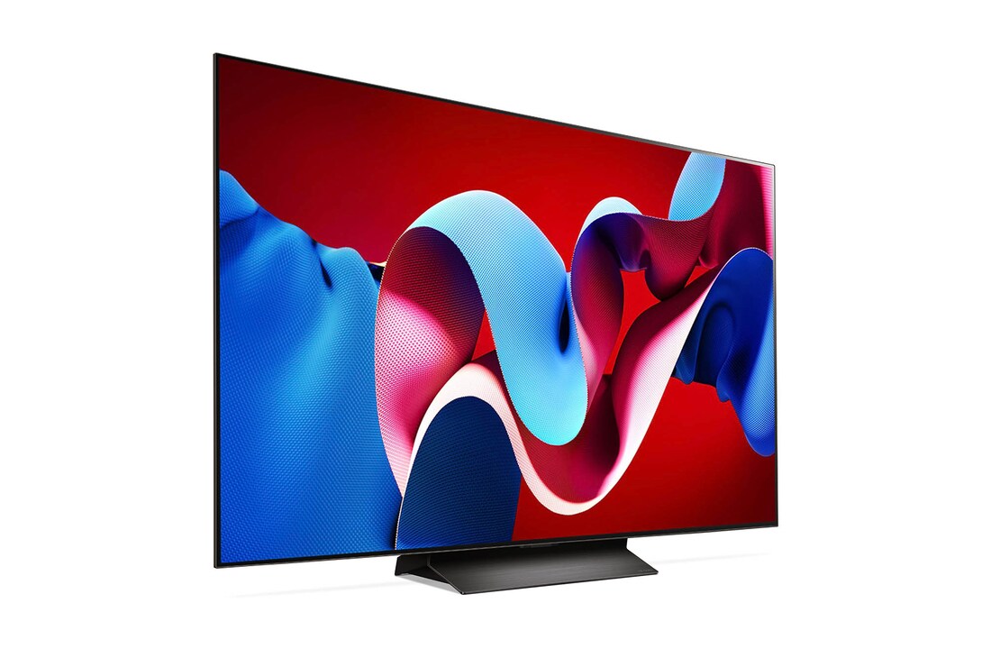 Stärkere Rechtsansicht des LG OLED evo AI C4 4K Smart TV mit tieferem Betrachtungswinkel und kräftigen Farben