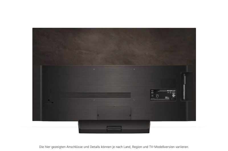 Rückansicht des LG OLED evo AI C4 4K Smart TV mit sichtbarem Standfuß und Anschlussfeld