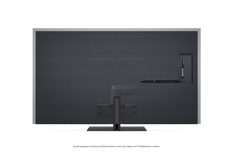 Rückansicht des LG OLED evo AI G4 4K Smart TV mit Kabelmanagement und Wandmontageoptionen.