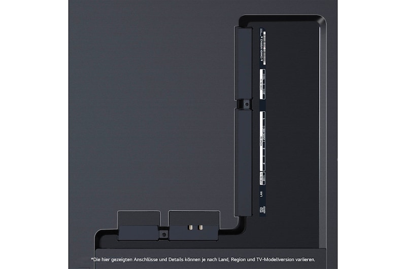 Detailansicht der Rückseite des LG OLED evo AI G4 4K Smart Wand-TVs mit Kabelverlauf und flacher Montage