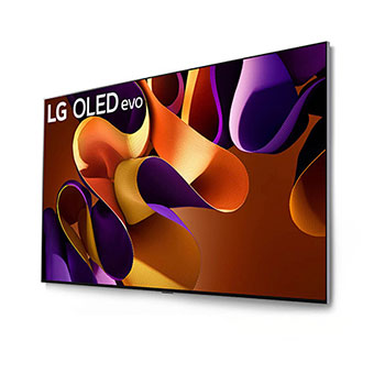 LG OLED evo AI G4 4K Smart Wand-TV aus stärker geneigtem linken Blickwinkel mit nahtloser Wandintegration und beeindruckendem Bildschirm
