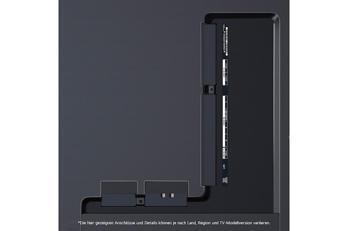 Detailansicht der Rückseite des LG OLED evo AI G4 4K Smart Wand-TVs mit Kabelverlauf und flacher Montage