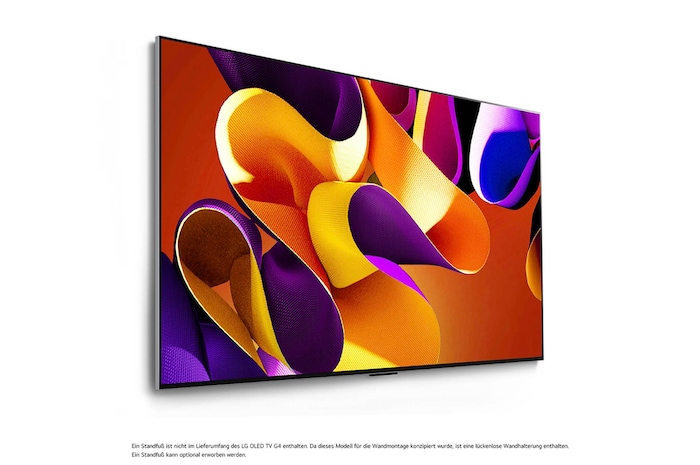 LG OLED evo AI G4 4K Smart Wand-TV aus rechtem Blickwinkel mit randlosem, ultraschlankem Profil