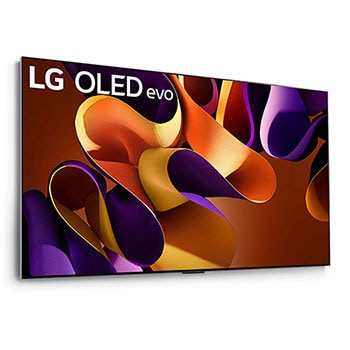 LG OLED evo AI G4 4K Smart Wand-TV aus stärker geneigtem rechten Blickwinkel mit nahtloser Wandintegration
