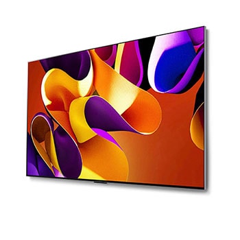 LG OLED evo AI G4 4K Smart Wand-TV aus stärker geneigtem linken Blickwinkel mit nahtloser Wandintegration und beeindruckendem Bildschirm