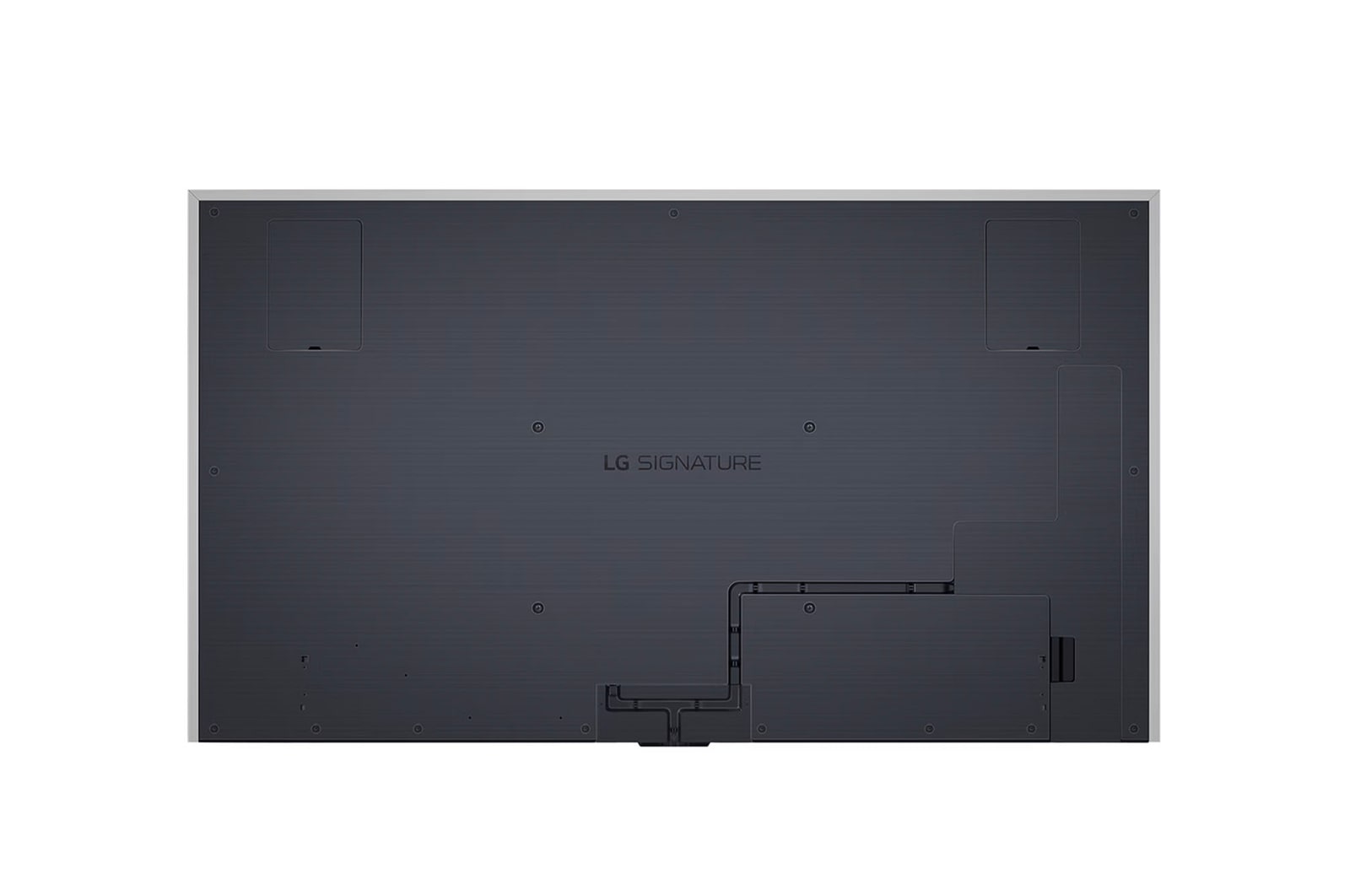 Rückansicht des LG Signature OLED M4 True Wireless TV Fernsehers mit Wandhalterungsschnittstelle.