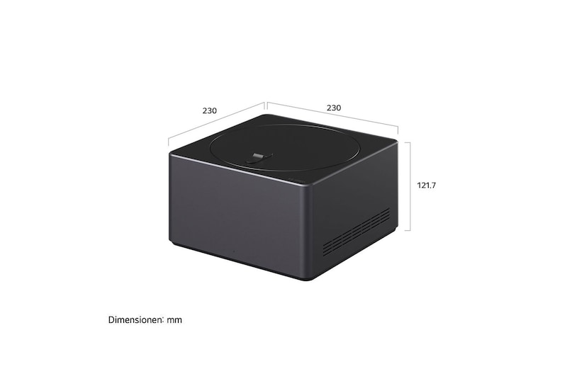 Zero Connect Box mit den entsprechenden Größenangaben in Millimetern.