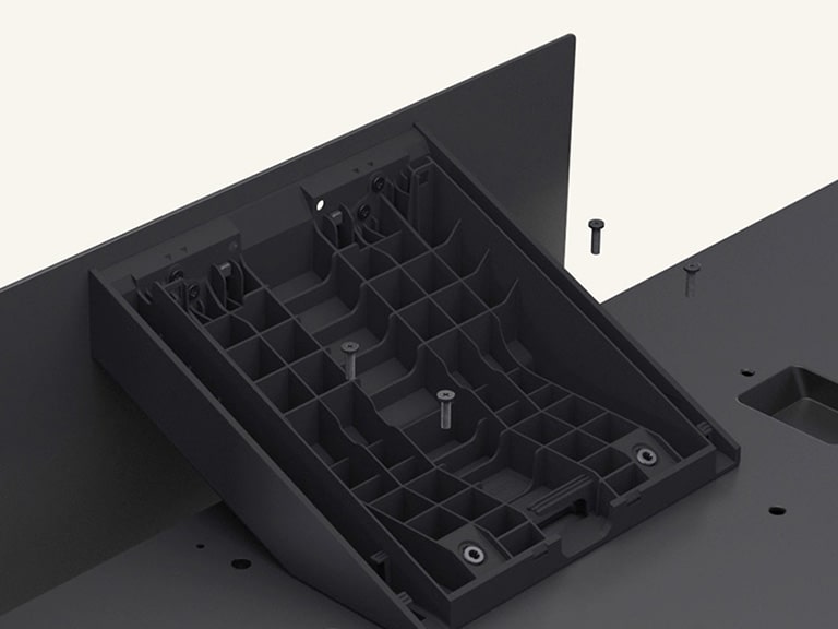Installationsvideo zur Montage des Standfußes für den LG QNED87 AI 4K Smart TV Fernseher.