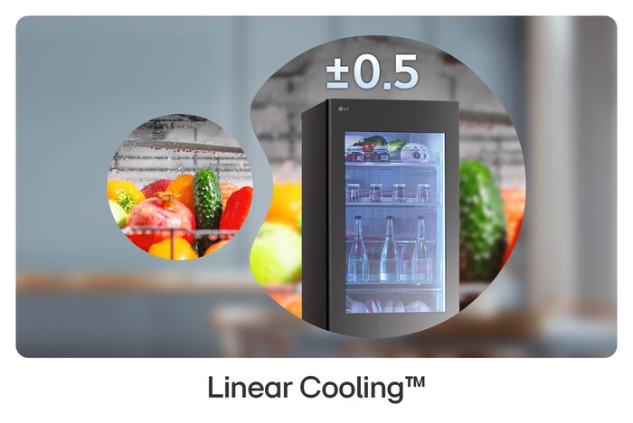 LG Kühl-Gefrierkombination GBG5160CEV zeigt Linear Cooling mit $\pm$0,5 °C Temperaturkonstanz, hält Obst und Gemüse länger frisch.