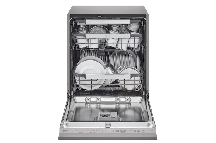 Vorderseite von Vollintegrierbarer Geschirrspüler Silber (Energieklasse A, 43 dB, 10 Programme) mit TrueSteam & QuadWash | DB476TXS