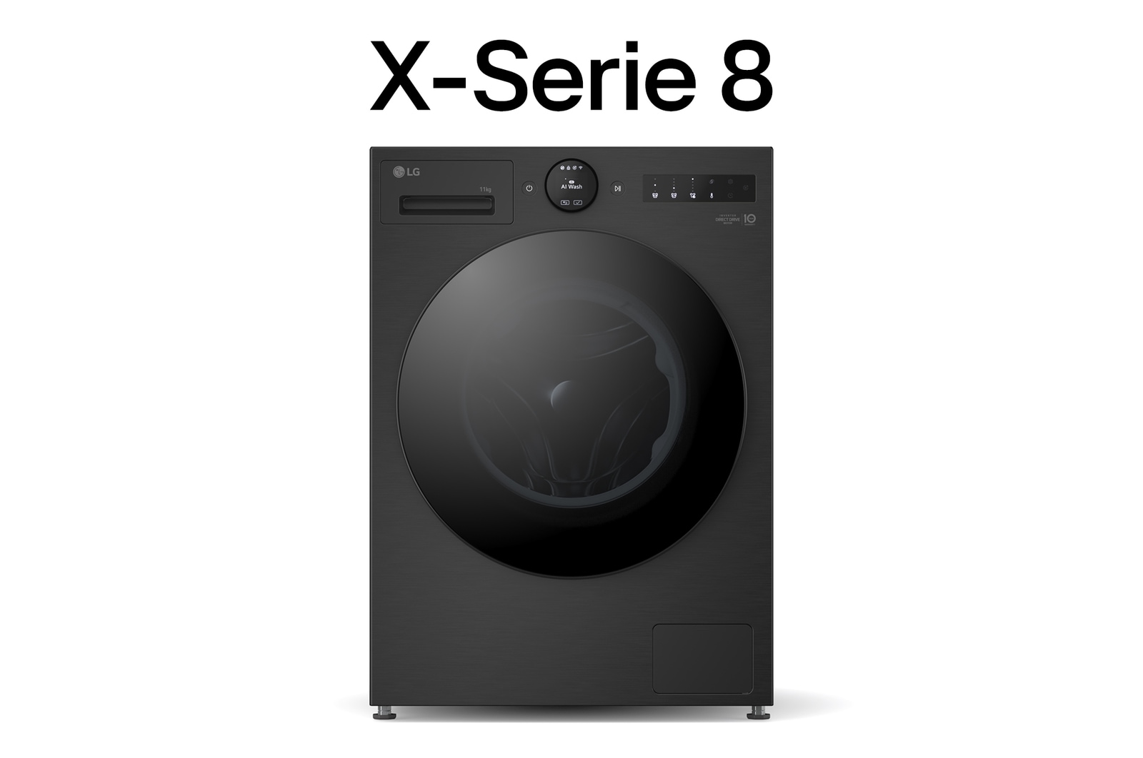 Vorderseite von Waschmaschine Matte Black (EEK A-40%*, 11 kg,  1.350 U./Min.) mit AI DD® & TurboWash®360° | F4WX801YB F4WX801YB