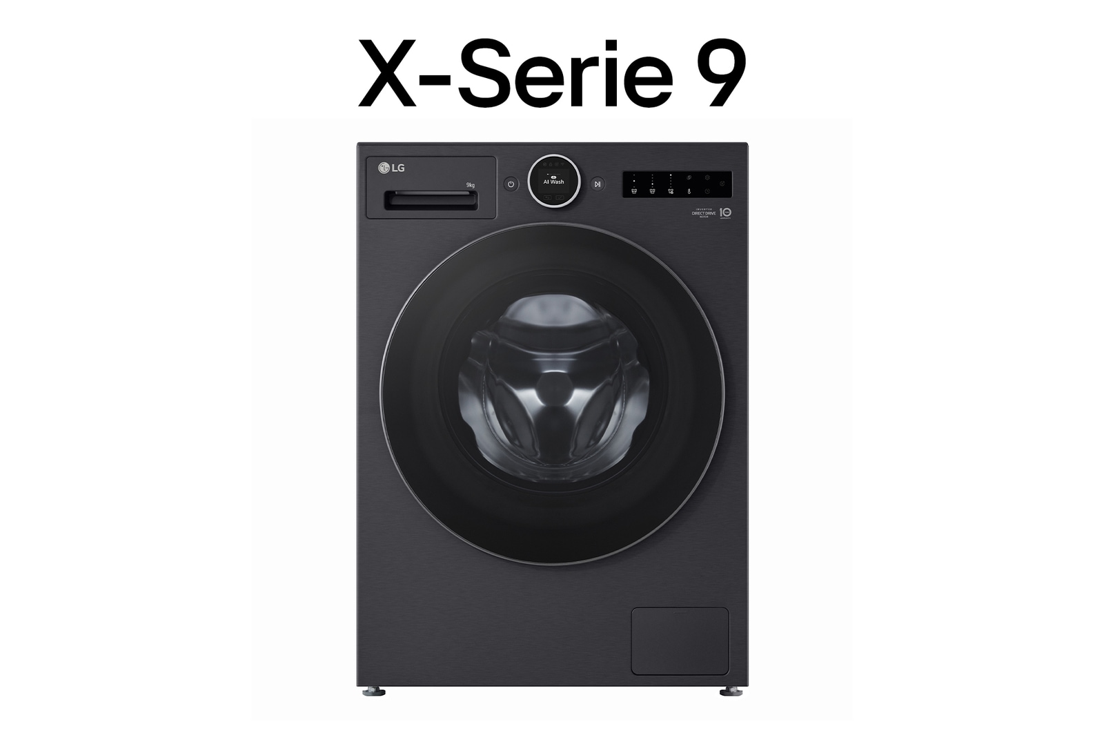 Vorderseite von Waschmaschine Matte Black (EEK A-55%*, 9 kg,  1.350 U./Min.) mit AI DD® & TurboWash®360° | F4WX9092B F4WX9092B