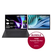 LG 16 Zoll Notebook mit Windows 11 Home | Intel® Core™ Ultra 7 Prozessor | 32 GB LPDDR5x RAM | 2 TB SSD | 77-WH-Akku | 16Z90SP-G.AD7BG + 16 Zoll +view für LG gram Portable Monitor mit USB Typ-C™ und 45 W Power Delivery, 16Z90SPG7BG.16MR70