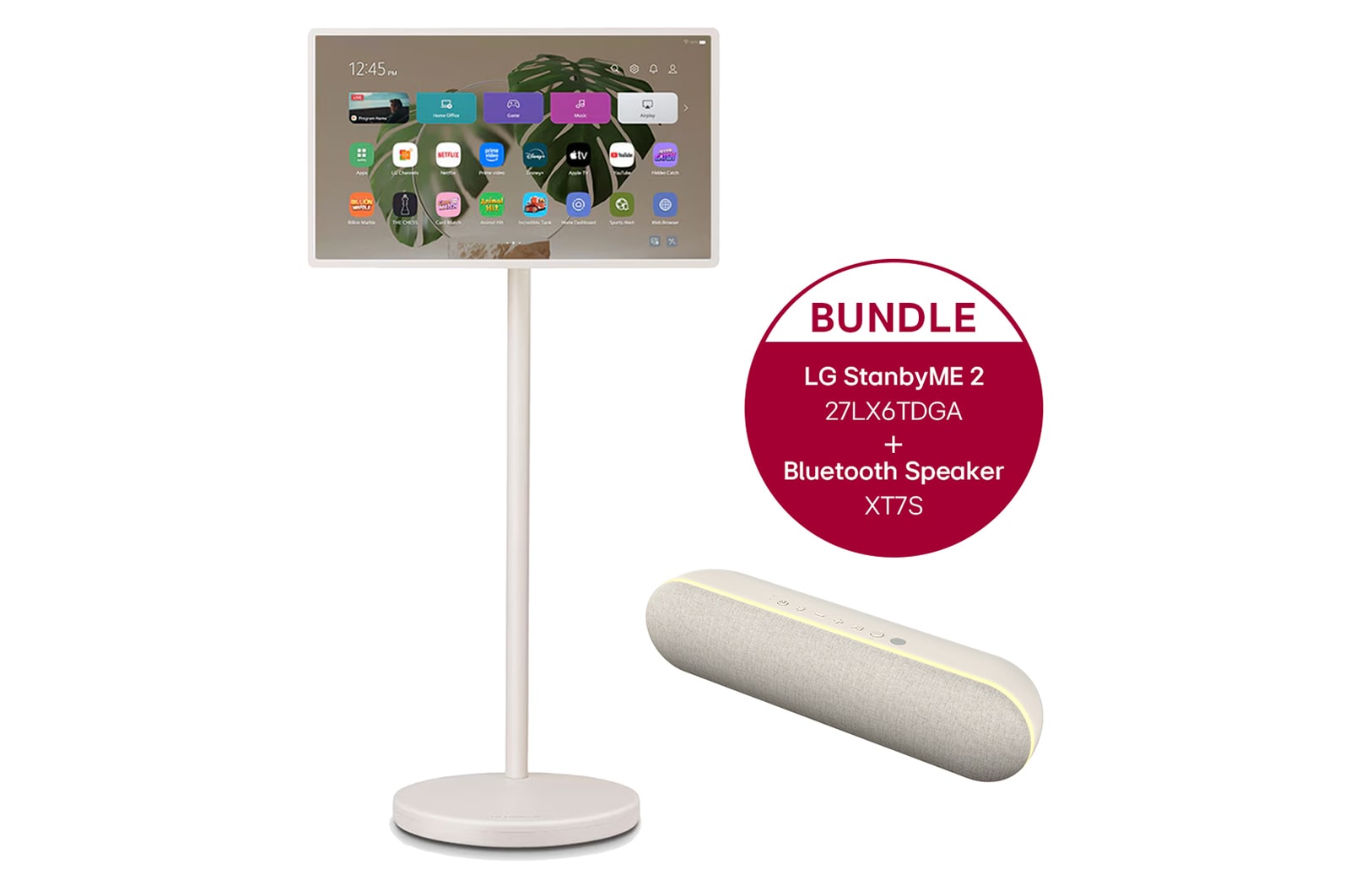 Vorderseite von LG StanbyME 2 - Superportabler 27-Zoll-Touchscreen + LG StanbyME Speaker XT7S 27LX6TDGA.XT7S