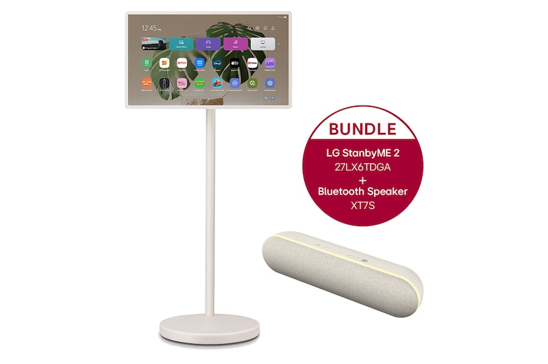 Vorderseite von LG StanbyME 2 - Superportabler 27-Zoll-Touchscreen + LG StanbyME Speaker XT7S 27LX6TDGA.XT7S