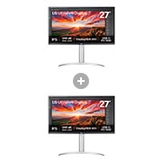 Vorderseite von 2x 27 Zoll UHD 4K IPS-Monitor mit VESA DisplayHDR™ 400 27UP850K-W.27UP001