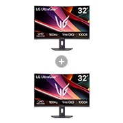 Vorderseite von 2x LG UltraGear™ Curved 32 Zoll QHD Gaming-Monitor mit 180 Hz und 1 ms GtG 32G600A-B.32G6001