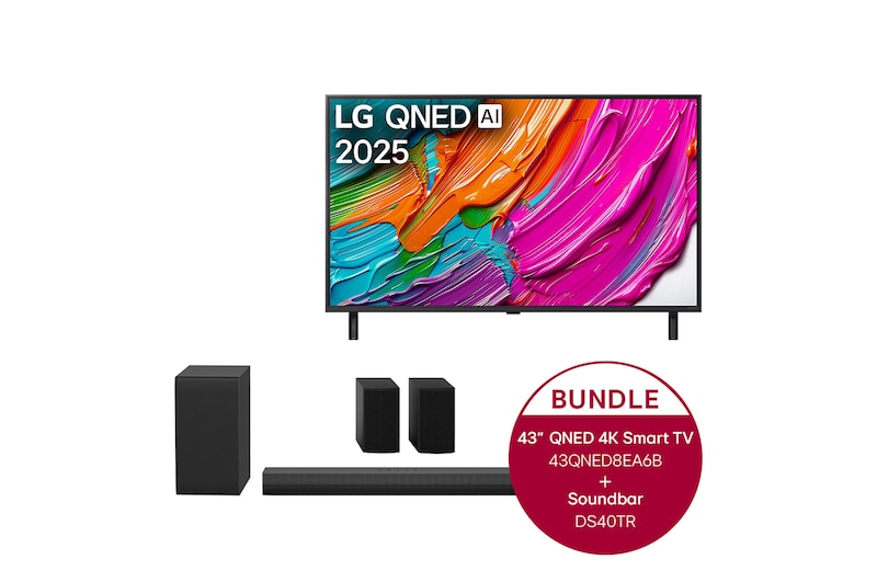 LG 43 Zoll LG QNED AI QNED8E 4K Smart TV & LG Home Theater Soundbar DS40TR, 43QNED8EA6B.DS40TR