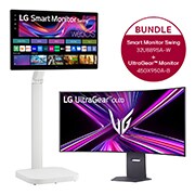 Vorderseite von LG UltraGear™ 45" OLED-Gaming-Monitor 5K2K + LG Smart Monitor Swing 45GX950A-B.SWING