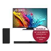 Vorderseite von 50 Zoll LG QNED86 4K Smart TV + 2.1 Soundbar mit 400 Watt 50QNED86T6A.DSN5