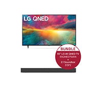 Vorderseite von 55" LG 4K QNED TV QNED75 + 2.1 Soundbar mit 100 Watt | integrierter Subwoofer 55QNED756RA.DSP2