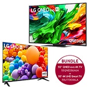 Vorderseite von 55-Zoll LG QNED evo AI QNED86 MiniLED 4K Smart TV &#43; 55 Zoll 4K LG UHD Smart TV UT73 55QNED86A6A.55UT73