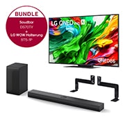Vorderseite von 55 Zoll LG QNED evo AI QNED86 MiniLED 4K Smart TV &#43; 3.1.1 Kanal LG TV Soundbar DS70TY mit Dolby Atmos &#43; WOW Bracket 55QNED86A6A.DS70TY